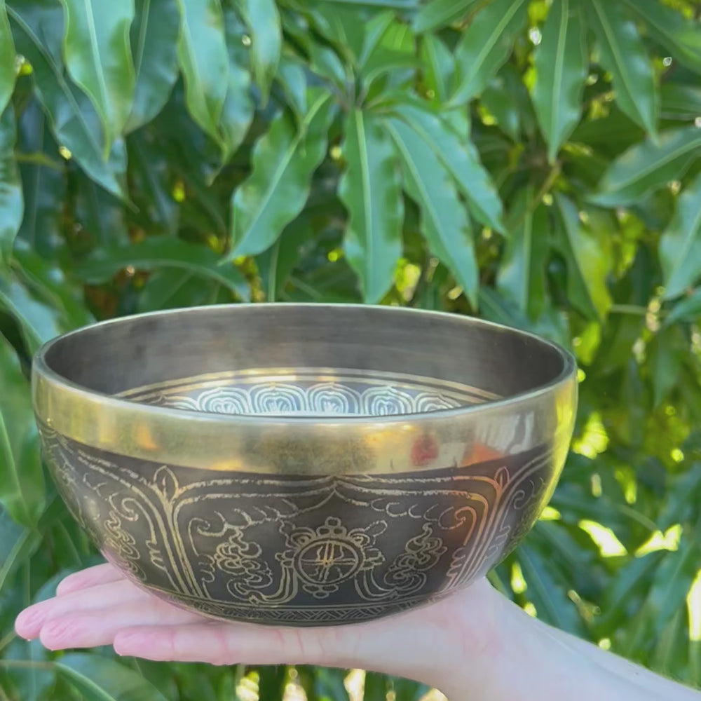 
                  
                    Load and play video in Gallery viewer, Tibetan Singing Bowl - 8 Auspicious Symbols - Throat Chakra 1
                  
                